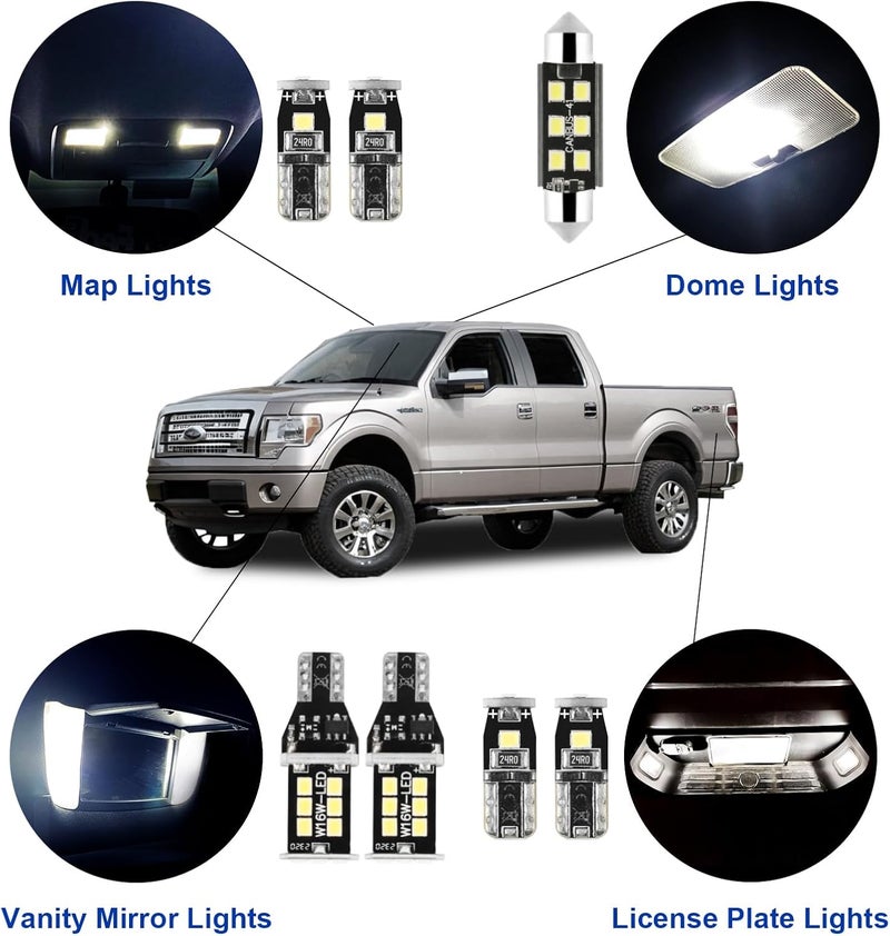 EASY EAGLE 9 Pcs Super Bright 6000K White LED Interior Light: Bulbs Kit Package for 2009 2010 2011 2012 2013 2014 Ford F150 + Install Tool - Image 2